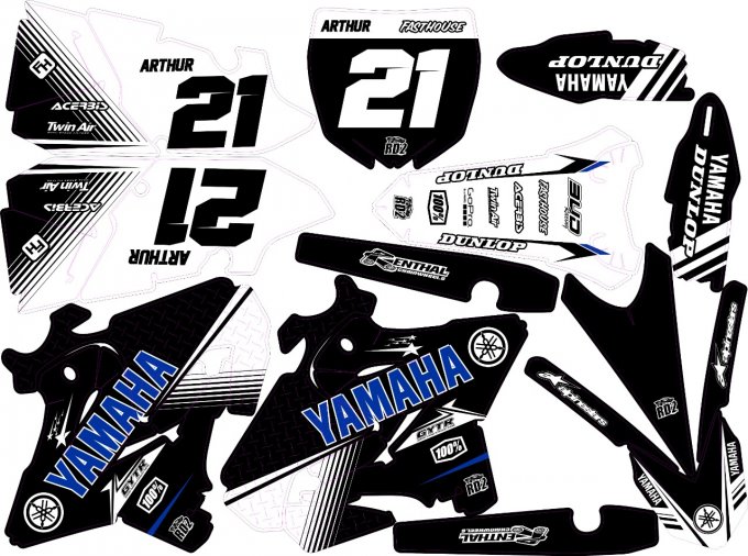 Kit déco Semi-perso YAMAHA YZ 125 / 250 ( 2002 à 2021)  2020 / 2019