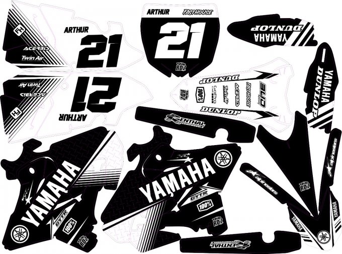 Kit déco Semi-perso YAMAHA YZ 125 / 250 ( 2002 à 2021) 