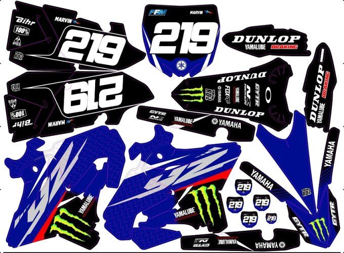YZ 125-250 2015-2021 kit deco yz - graphics - bleu - noir - rd2shop - stickers