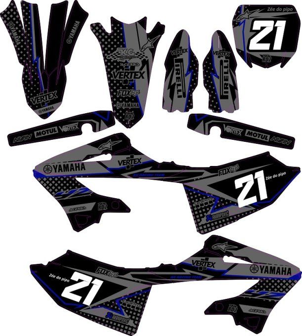 YZ 125-250 2022 - 2023 - 2024 - kit deco yz 2024 - rd2shop - gris - bleu - graphics 