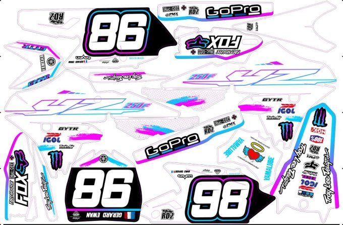 YZF 250 KIT DECO ROSE - YZF 450 KIT DECO ROSE - KIT DECO PERSO ROSE YZF 250  450 - graphic pink yzf 