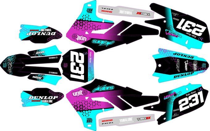 YZF 450 2018-2022  YZF 250 2019-2023 - kit deco - rose - bleu - ciel - turquoise - graphics -