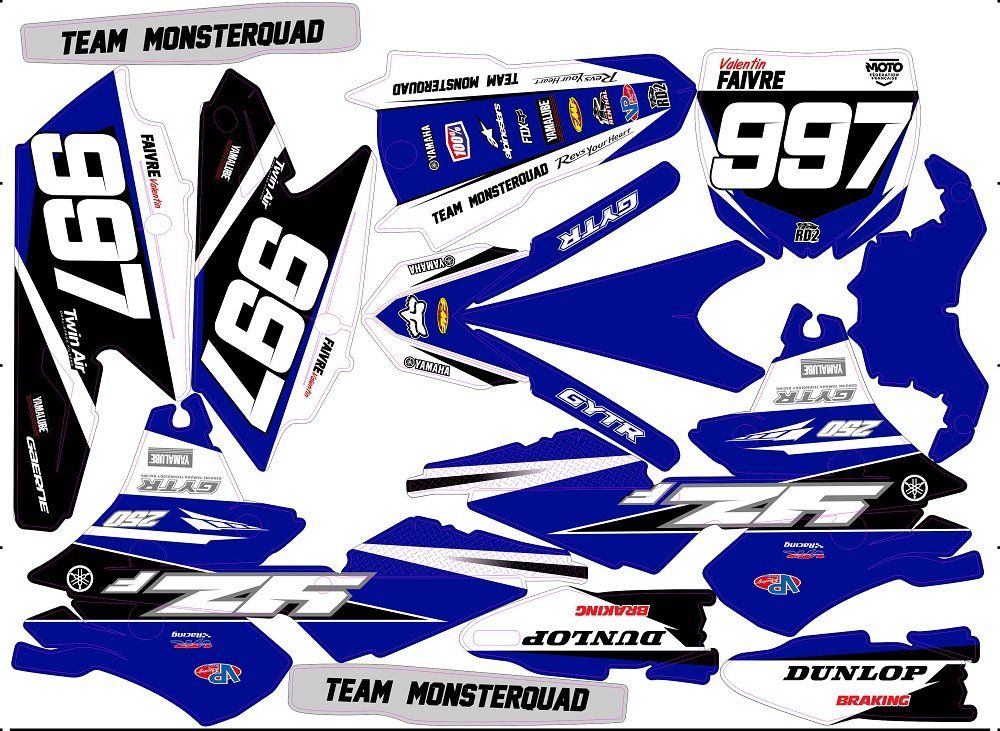 Kit déco Semi-perso YZF 250 / 450 ( 2010 à 2025 ) -  