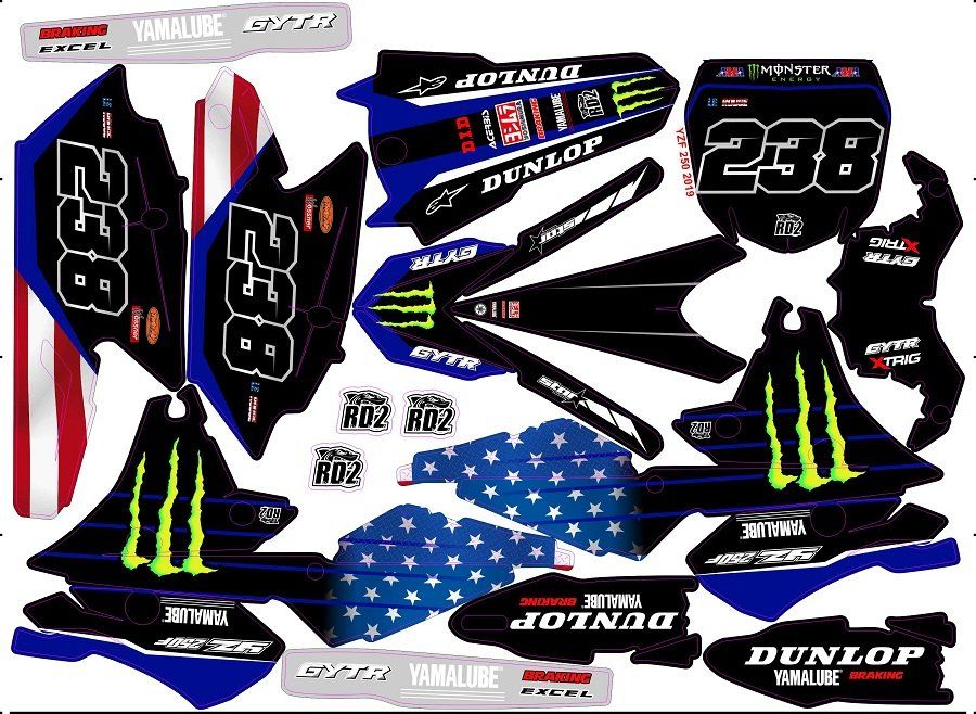 Kit déco Semi-perso YZF 250 / 450 ( 2010 à 2025 ) 