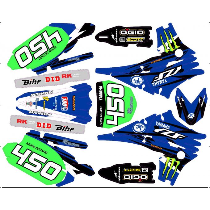 Kit déco Semi-perso YZF 250 / 450 ( 2010 / 2011 / 2012 / 2013 / 2014 / 2015 / 2016 / 2017 )